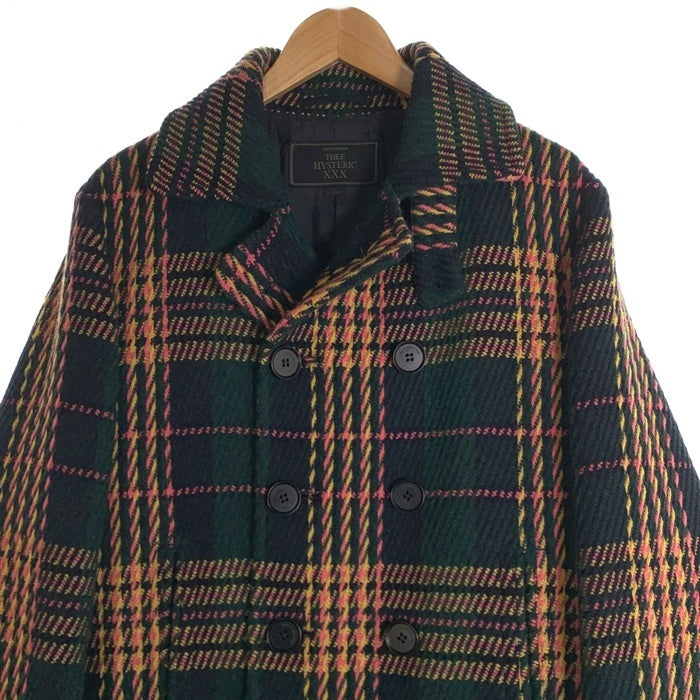 THEE HYSTERIC XXX ジィヒステリックトリプルエックス ダブルブレスト ウールコート チェック マルチカラー 06193AC04 Size M 福生店