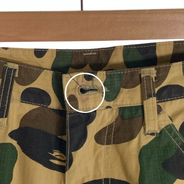 A BATHING APE アベイシングエイプ コットンリップストップ 5ポケットパンツ サルカモ Size L 福生店
