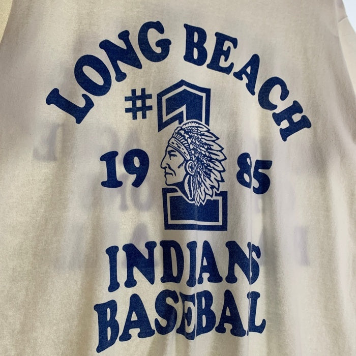 Champion チャンピオン T1011 LONG BEACH INDIANS BASEBALL プリント ヘビーウェイト 半袖 Tシャツ ホワイト USA製 Size M 福生店
