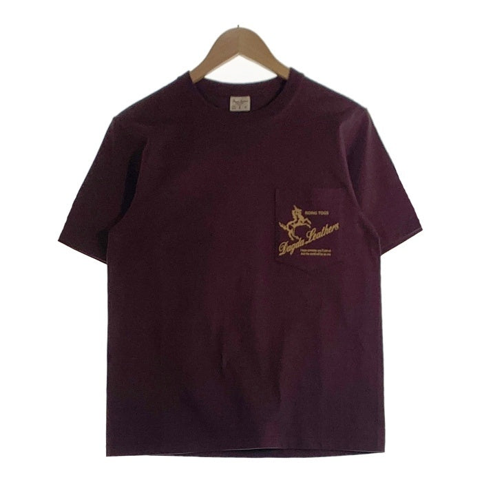 Dagda Leathers ダグダレザーズ プリント ポケットTシャツ 袖刺繡 ダークパープル 旧マッコイ 滝沢氏 Size M 福生店