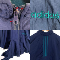 90`s Adidas アディダス ジップアップ ナイロン ジャケット ネイビー Size nL 福生店