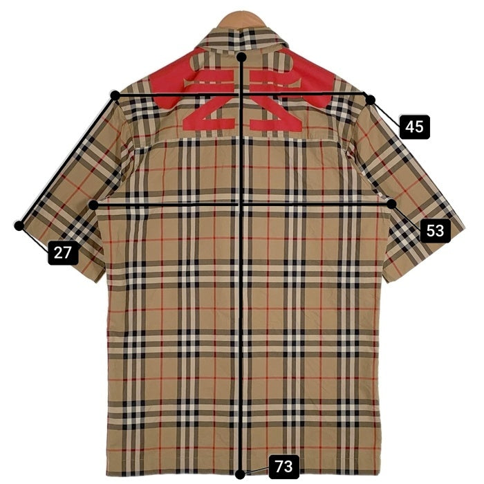 BURBERRY バーバリー 22SS Universal Passport ユニバーサルパスポート ノバチェック 半袖 ハーフジップ シャツ ベージュ Size XS 福生店