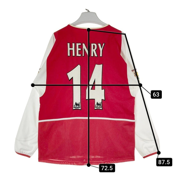 NIKE ナイキ 02-04 アーセナル ホーム 長袖ユニフォーム FAカップワッペン 14 HENRY レッドxホワイト sizeM 瑞穂店
