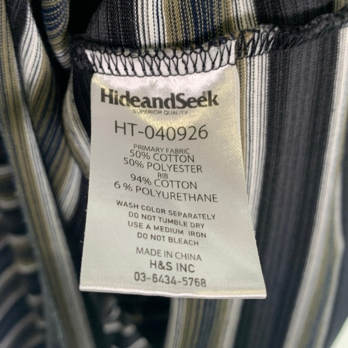Hide and Seek ハイドアンドシーク 26SS Border S/S Tee ボーダーショートスリーブTシャツ グレー グリーン HT-040926 Size XL 福生店