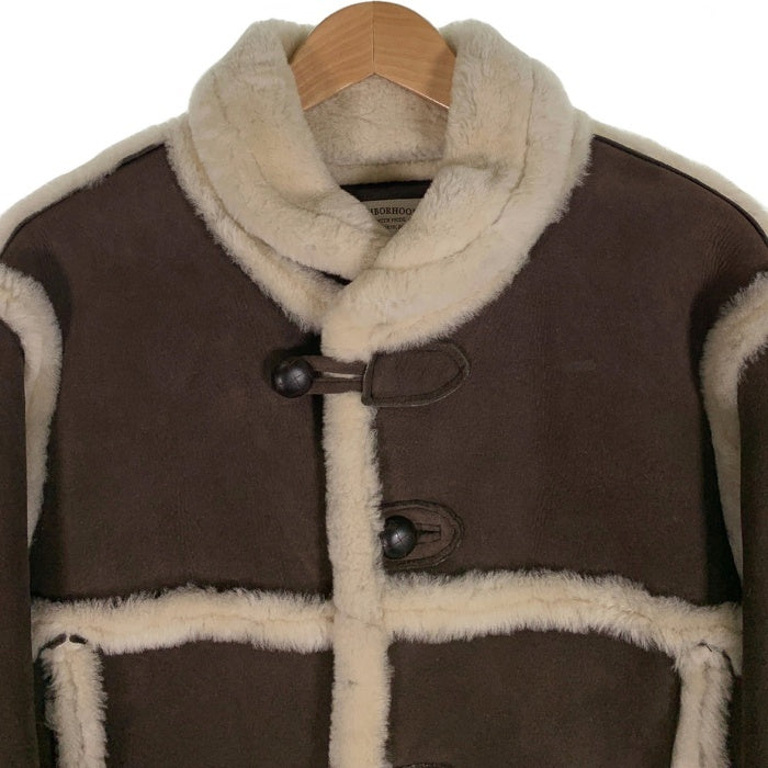 NEIGHBORHOOD ネイバーフッド 15AW KENNY M-JKT ショールカラー ムートンジャケット ブラウン レザー 152SZNH-JKM05 Size XL 福生店