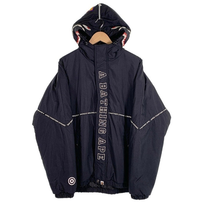 A BATHING APE ア ベイシング エイプ RELAXED SHARK HOODIE JACKET リラクスト シャーク フーディー ジャケット ブラック 001HJG301004X Size L 福生店