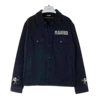 PLEASURES プレジャーズ WEB DENIM JACKET ウェブデニムジャケット 刺繡 プリント ブラック Size S 瑞穂店