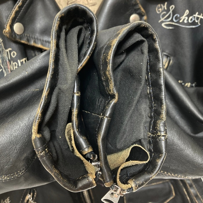 Schott ショット GLAD HAND グラッドハンド ワンスター レザー ダブルライダースジャケット 加工 ハンドペイント ブラック 7659 Size XXL 瑞穂店