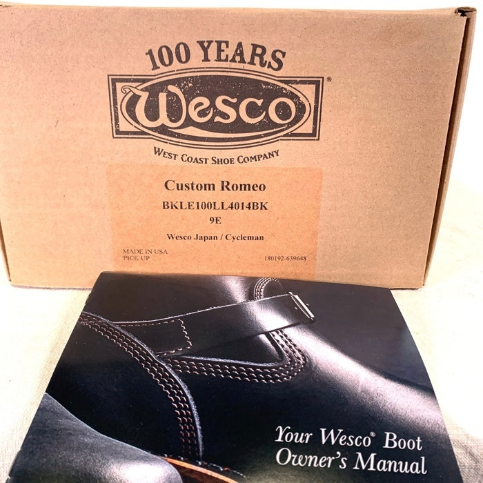 Wesco ウエスコ Custom Romeo カスタム ロメオ ラフアウト スリッポン レザーブーツ クレープソール ブラック Size 9E (27cm) 福生店