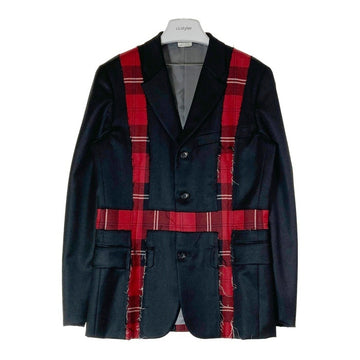 COMME des GARCONS HOMME PLUS コムデギャルソンオムプリュス PB-J013 AD2008 タイムフォーマジック期 パッチワーク タータンチェック切替 テーラードジャケット ブラック sizeM 瑞穂店