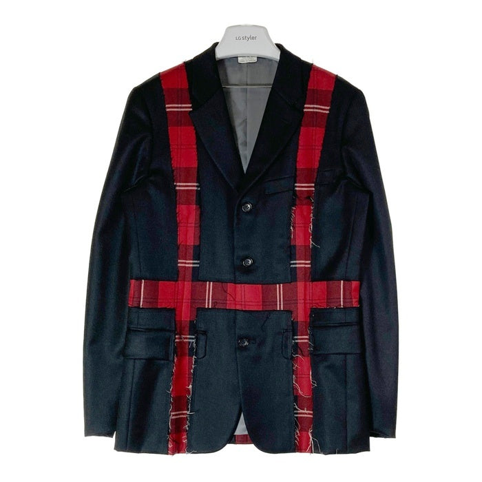 COMME des GARCONS HOMME PLUS コムデギャルソンオムプリュス PB-J013 AD2008 タイムフォーマジック期 パッチワーク タータンチェック切替 テーラードジャケット ブラック sizeM 瑞穂店