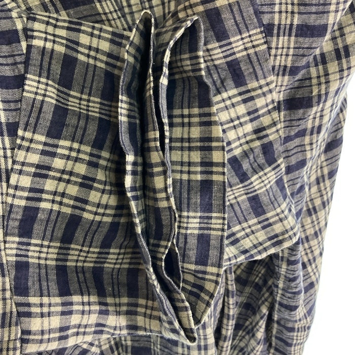 ARTS&SCIENCE アーツアンドサイエンス 0242-L6092-1211 チェック リネンブラウス シャツ プルオーバー ネイビー Size1 瑞穂店