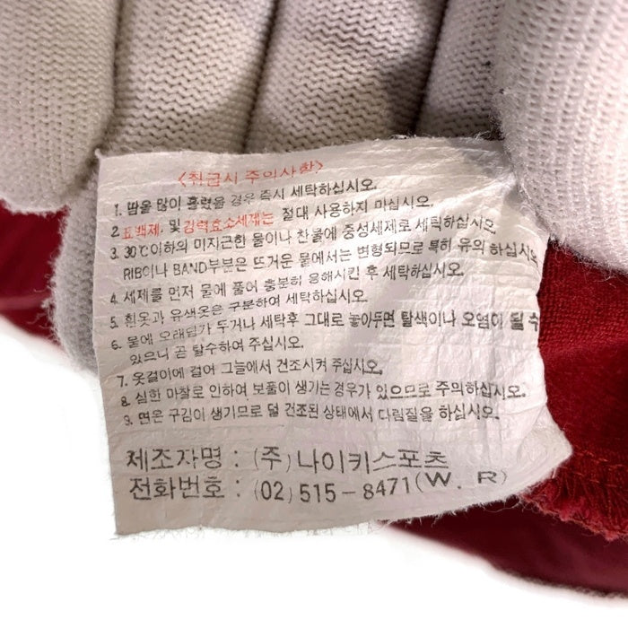 90's NIKE ナイキ スウッシュプリント 刺繡 Tシャツ 袖裾シングル 韓国流通 レッド やや厚手 Size 105 (XL相当) 福生店