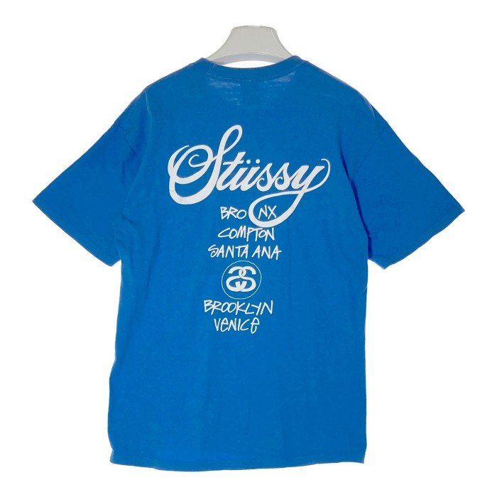 STUSSY ステューシー ワールドツアー Tシャツ ブルー sizeM 瑞穂店