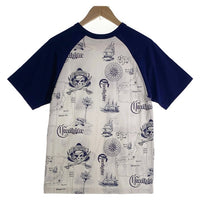 CORE FIGHTER コアファイター ラグランスリーブ マルチプリント Tシャツ ホワイト ネイビー 1 Size M 福生店