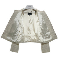 23区 ニジュウサンク ラメツイード ノーカラー ジャケット ホワイト size40 瑞穂店