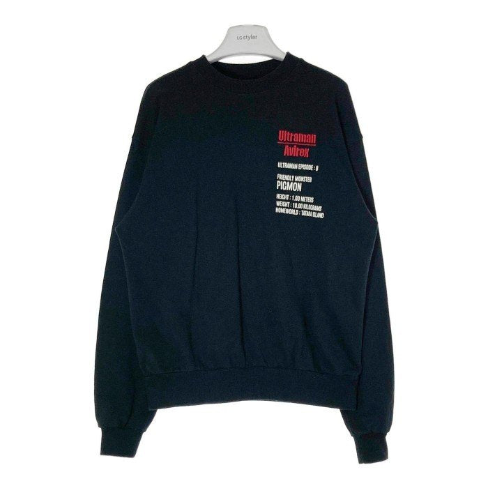 AVIREX アヴィレックス 783-4132011 ULTRAMAN PIGMON CREW SWEAT ウルトラマン ピグモン クルー スウェット ブラック sizeL 瑞穂店