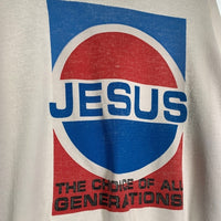 80`s JESUS ジーザス ペプシパロディ プリントクルーネックスウェットトレーナー ホワイト JERZEES USA製 やや薄手 Size XL 福生店