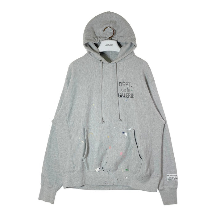 GALLERY DEPT ギャラリーデプト GD French Logo Hoodie フレンチロゴ フーディー プルオーバースウェットパーカー 加工 グレー sizeL 瑞穂店