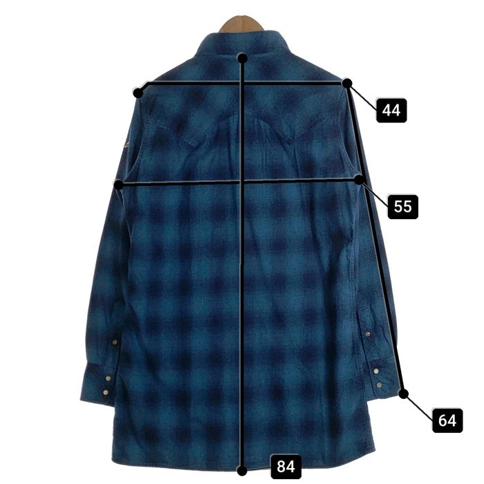 TMT ティーエムティー 15AW シャドーチェック ウエスタン ロングフランネルシャツ ブルー TSH-F15EC04 Size L 福生店
