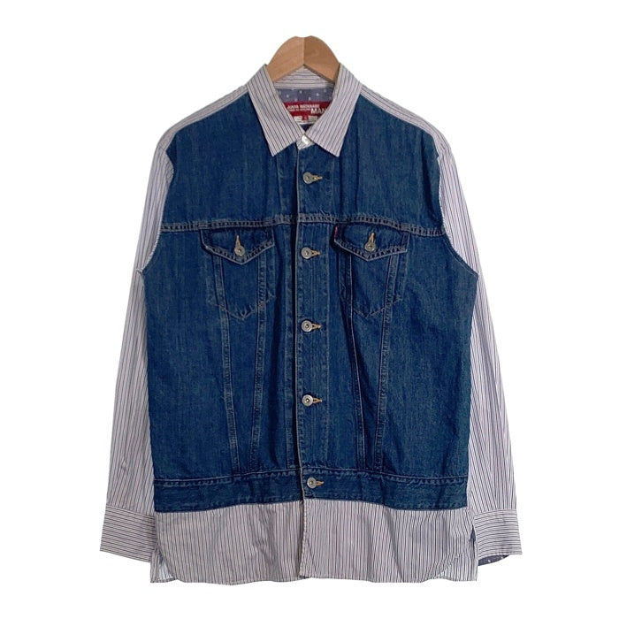 JUNYA WATANABE MAN COMME des GARCONS ジュンヤワタナベマン コムデギャルソン 20SS Levi's リーバイス デニム切替 ストライプシャツ ホワイト インディゴ WE-B015 Size S 福生店