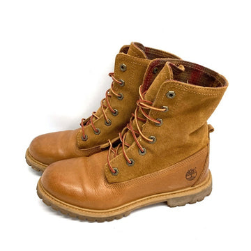 Timberland ティンバーランド スエード×レザー  ブーツ チェック柄裏地 ブラウン size25cm 瑞穂店