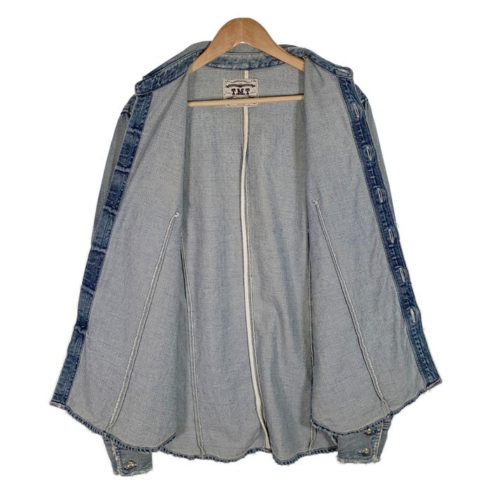 TMT ティーエムティー ダメージ加工 デニムシャツ コンチョボタン インディゴ TSH-F1805 Size L 福生店