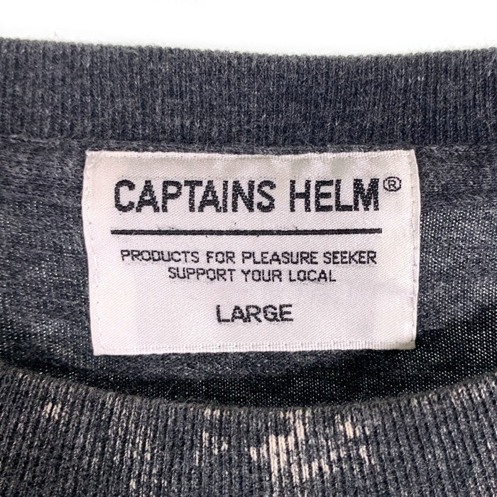 CAPTAINS HELM キャプテンズヘルム ロゴプリント 半袖 Tシャツ ブリーチ加工 ブラック Size L 福生店