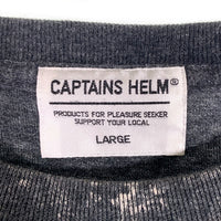 CAPTAINS HELM キャプテンズヘルム ロゴプリント 半袖 Tシャツ ブリーチ加工 ブラック Size L 福生店