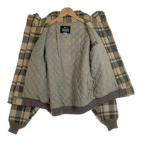 Woolrich ウールリッチ スタンドカラー ウールジップアップ リブブルゾン ジャケット チェック グレー アイボリー USA製 Size M 福生店