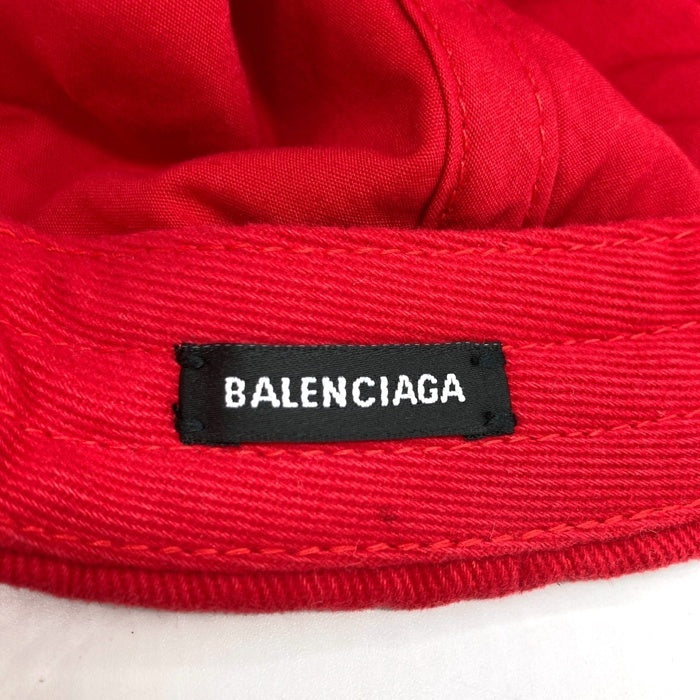 BALENCIAGA バレンシアガ ロゴ刺繡 ベースボールキャップ レッド Size L(59) 瑞穂店