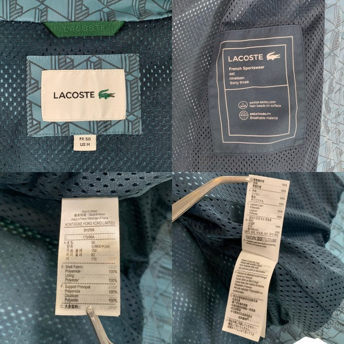 LACOSTE ラコステ モノグラムジャガード 撥水ジャケット ナイロンジャケット ライトブルー BH2588 Size US M 福生店
