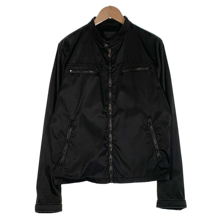 PRADA プラダ ライダースジャケット トリアセテート パイピング ブラック UGW845 Size 48 福生店