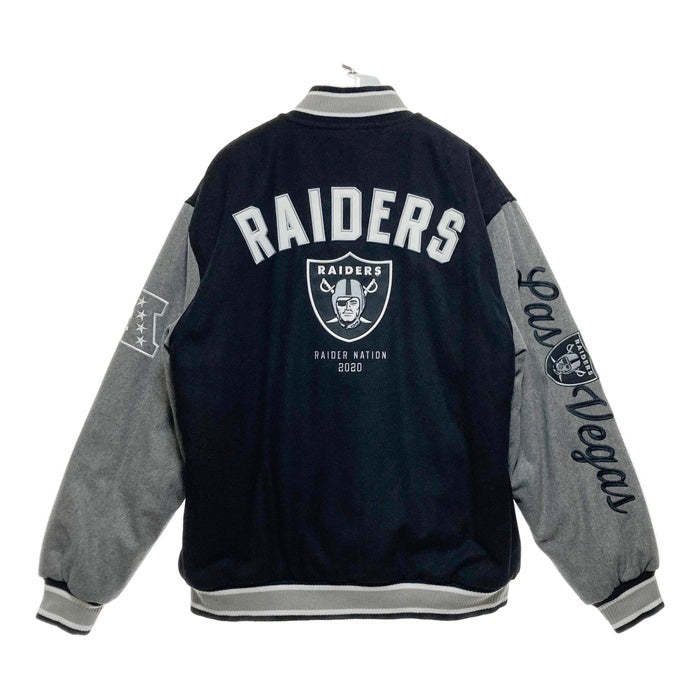 NFL LAS VEGAS RAIDERS ラスベガス・レイダース リバーシブル ウールジャケット スタジャン ブラックxグレー TEAM APPAREL Size L 瑞穂店