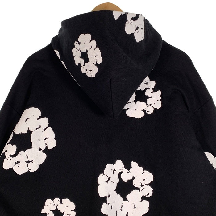 DENIM TEARS デニムティアーズ COTTON WREATH HOODIE コットンリース プルオーバースウェットパーカー ブラック フラワーホワイト Size XL 福生店