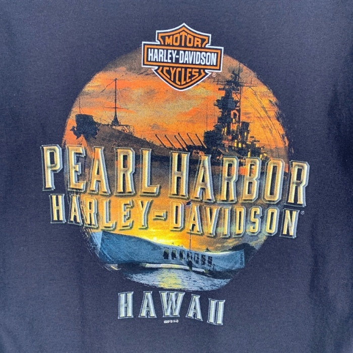 Harley-Davidson ハーレーダビッドソン PEARL HARBOR REMEMBER プリントTシャツ ブラック 2019コピーライト Size L 福生店