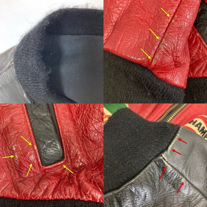 VANSON バンソン TJV USA製 後付けワッペン レザー チームジャケット ブラック×レッド size44 瑞穂店