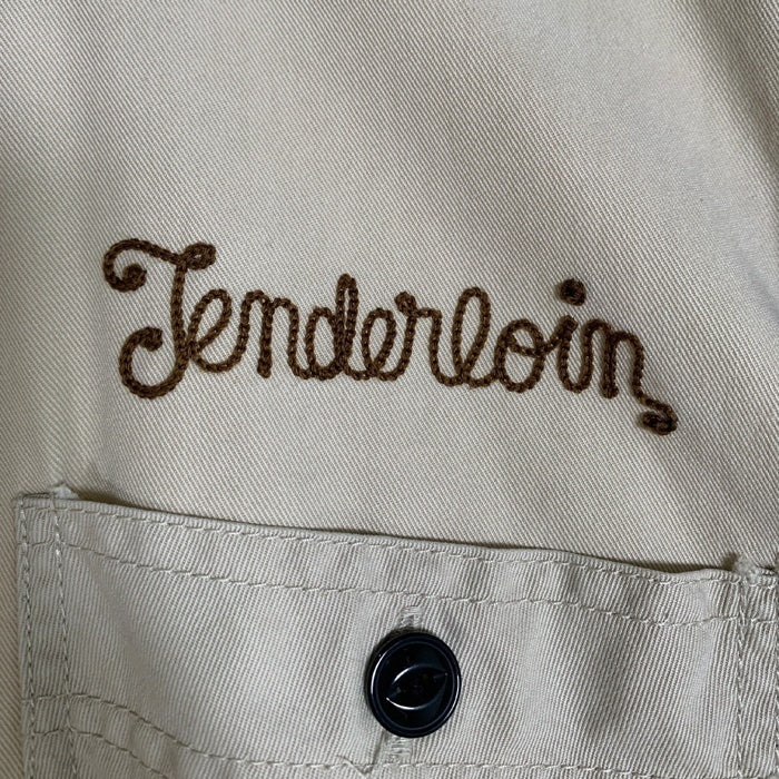 TENDERLOIN テンダーロイン コットン レーヨン ワークシャツ ベージュ ロゴチェーン刺繡 Size M 福生店