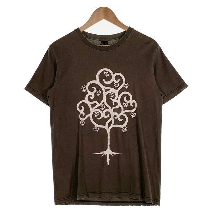 NUMBER(N)INE ナンバーナイン 05SS NIGHT CRAWLER期 スカルツリー プリントTシャツ ダメージ加工 フェードブラック Size 2 福生店