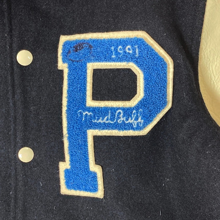 PHERROW’S フェローズ 17W-PSCJ1 スタジャン ウール 袖レザー MUD BULL ネイビー size38 瑞穂店