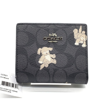 COACH コーチ CC921 スナップ ウォレット・シグネチャー キャンバス・ハッピー ドッグ プリント ブラック 福生店