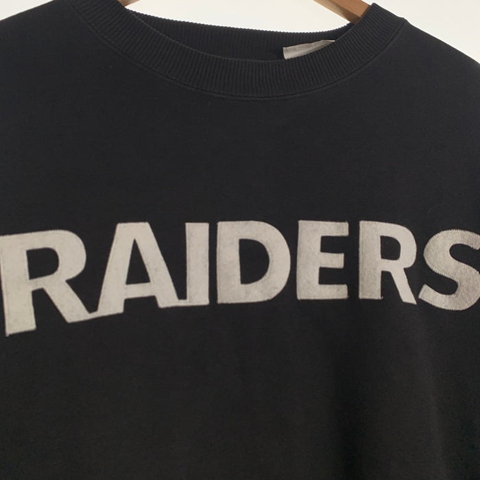 90's majestic マジェスティック RAIDERS レイダース NFL クルーネック スウェット ブラック EA98HD Size XL 福生店