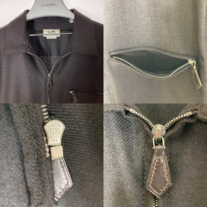 HERMES エルメス ウール フルジップ シャツジャケット チャコールグレー size40 瑞穂店