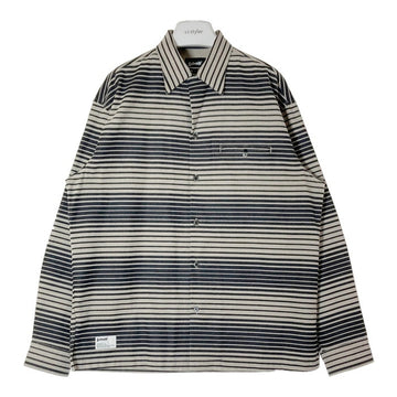 Schott ショット ボーダー コーデュロイ オープンカラーL/S シャツ ライトグレー×ブラック sizeXL 瑞穂店