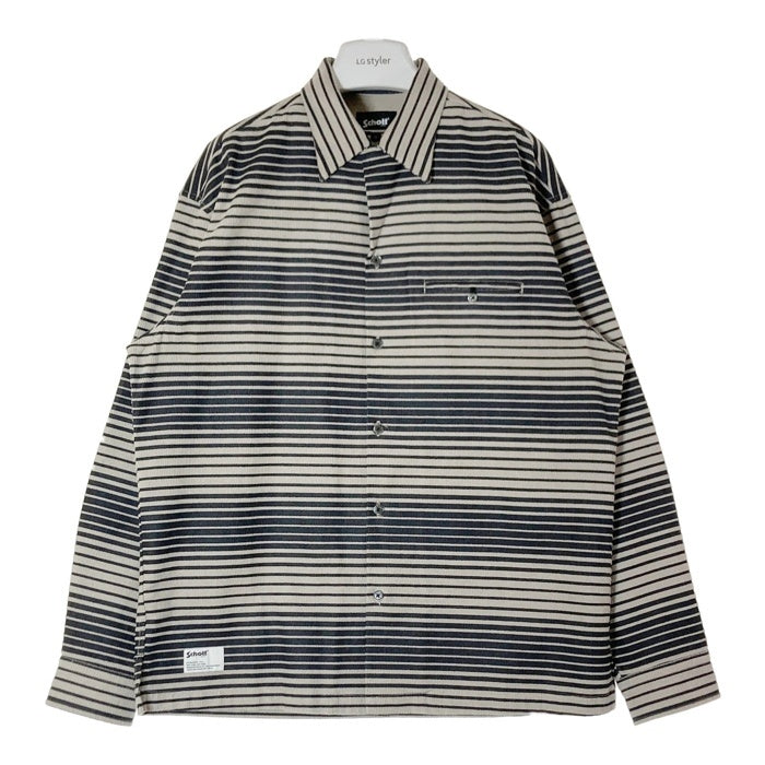 Schott ショット ボーダー コーデュロイ オープンカラーL/S シャツ ライトグレー×ブラック sizeXL 瑞穂店