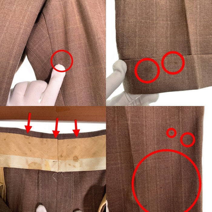 40-60's ウールチェック 2タックスラックス トラウザー ブラウン ワイド アルミCOMMAR 猫目ボタン Size 86cm 福生店