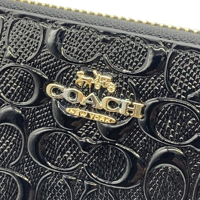 COACH コーチ F54805 シグネチャー ラウンドファスナーウォレット パテントレザー 長財布 ブラック 福生店