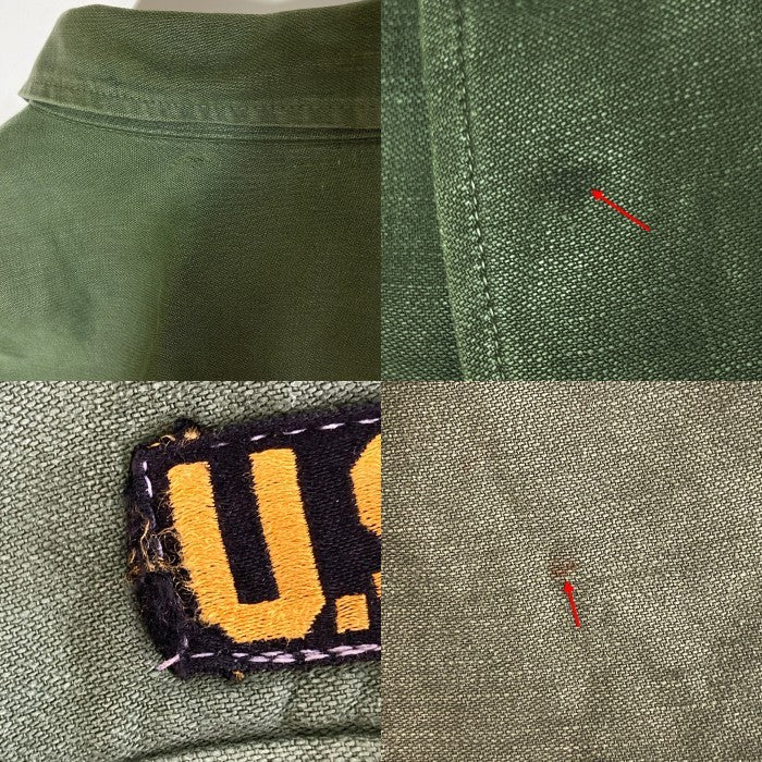 US ARMY アメリカ軍 OG107 50's~60's 1st エポレット付き コットンサテン ユーティリティシャツ オリーブ size- 瑞穂店