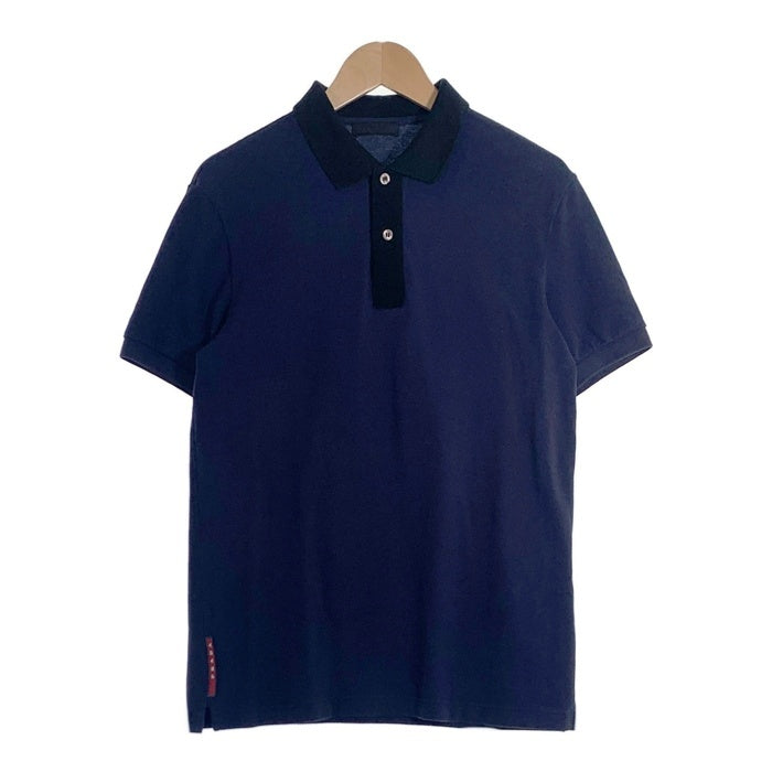 PRADA SPORT プラダスポーツ 鹿の子 ポロシャツ 半袖 ネイビー ブラック SJ888 2014 Size M 福生店