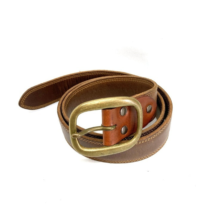 MOTO モト solid brass バックル レザーベルト ブラウン size2 瑞穂店